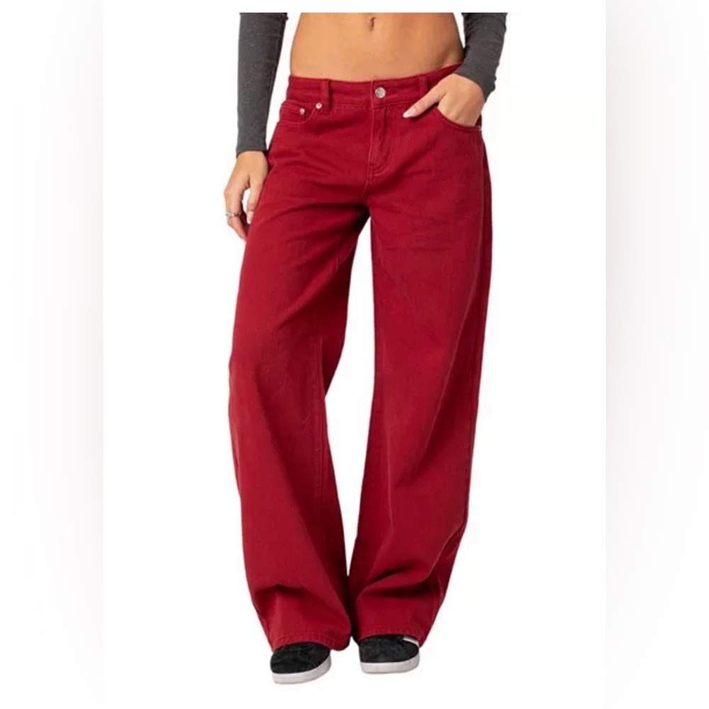 Edikted Roman low rise jeans - burgundy/red